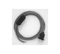 creative cables Cordon pour Lampe, câble RN02 Lin Naturel Gris 1,80 m. Choisissez la Couleur de la fiche et de l'interrupteur! - Noir