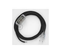 creative cables Cordon pour Lampe, câble RN03 Lin Naturel Anthracite 1,80 m. Choisissez la Couleur de la fiche et de l'interrupteur! - Transparent