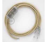 creative cables Cordon pour Lampe, câble RN06 Jute 1,80 m. Choisissez la Couleur de la fiche et de l'interrupteur! - Transparent