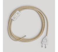 creative cables Cordon pour Lampe, câble RN06 Jute 1,80 m. Choisissez la Couleur de la fiche et de l'interrupteur! - Transparent