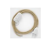 creative cables Cordon pour Lampe, câble RN06 Jute 1,80 m. Choisissez la Couleur de la fiche et de l'interrupteur! - Blanc