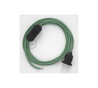 creative cables Cordon pour Lampe, câble RZ06 Effet Soie Zigzag Blanc-Vert 1,80 m. Choisissez la Couleur de la fiche et de l'interrupteur! - Noir