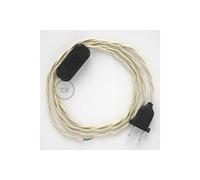 creative cables Cordon pour Lampe, câble TM00 Effet Soie Ivoire 1,80 m. Choisissez la Couleur de la fiche et de l'interrupteur! - Noir