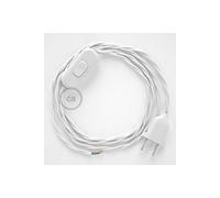 creative cables Cordon pour Lampe, câble TM01 Effet Soie Blanc 1,80 m. Choisissez la Couleur de la fiche et de l'interrupteur! - Blanc
