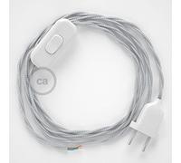 creative cables Cordon pour Lampe, câble TM02 Effet Soie Argent 1,80 m. Choisissez la Couleur de la fiche et de l'interrupteur! - Blanc