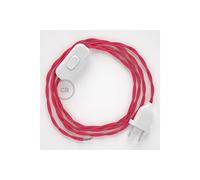 creative cables Cordon pour Lampe, câble TM08 Effet Soie Fuchsia 1,80 m. Choisissez la Couleur de la fiche et de l'interrupteur! - Blanc