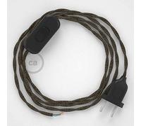 creative cables Cordon pour Lampe, câble TN04 Lin Naturel Marron 1,80 m. Choisissez la Couleur de la fiche et de l'interrupteur! - Noir