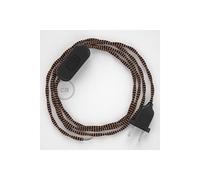 creative cables Cordon pour Lampe, câble TZ22 Effet Soie Noir et Whiskey 1,80 m. Choisissez la Couleur de la fiche et de l'interrupteur! - Noir
