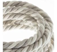 Creative-Cables Cordon XL Ø16 mm 3x0,75 mm² (20 m, Gris/Blanc CLS31) - Tressé, coton et lin - Spirale visible, double isolation - Idéal pour la maxi-suspension - Sûr et fabriqué en Italie