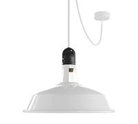 creative cables EIVA Suspension d'extérieur avec Abat-Jour, 5m câble Textile, Rosace en Silicone et Douille étanche IP65 - avec Ampoule, Blanc