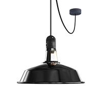 creative cables EIVA Suspension d'extérieur avec Abat-Jour, 5m câble Textile, Rosace en Silicone et Douille étanche IP65 - avec Ampoule, Noir