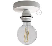 creative cables Fermaluce Métal, avec support de lampe fileté E27, source lumineuse murale ou plafonnier en métal - Sans ampoule, Blanc