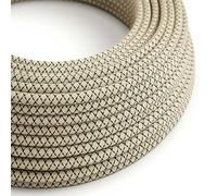 creative cables Fil Électrique Rond Gaine De Coton De Couleur Losange Anthracite Et Lin Naturel RD64-5 Mètres, 2x0.75