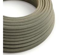 creative cables Fil Électrique Rond Gaine De Coton De Couleur Zigzag Anthracite Et Lin Naturel RD74-5 Mètres, 2x0.75