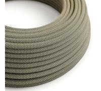 creative cables Fil Électrique Rond Gaine De Coton De Couleur Zigzag Anthracite Et Lin Naturel RD74-10 Mètres, 2x0.75