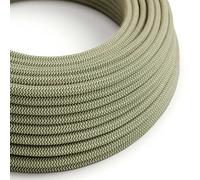 creative cables Fil Électrique Rond Gaine De Coton De Couleur Zigzag Vert Thym Et Lin Naturel RD72-5 Mètres, 3x0.75
