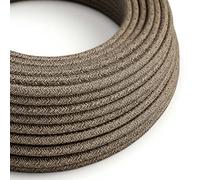 creative cables Fil Électrique Rond Gaine De Lin De Couleur Naturel Marron RN04-20 Mètres, 2x0.75