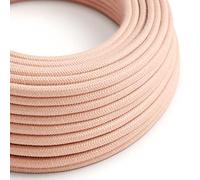 creative cables Fil Électrique Rond Gaine De Tissu De Couleur Coton Saumon RX13-5 Mètres, 2x0.75