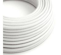 creative cables Fil Électrique Rond Gaine De Tissu De Couleur Coton Tissu Uni Blanc RC01-5 Mètres, 2x0.75