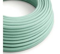 creative cables Fil Électrique Rond Gaine De Tissu De Couleur Coton Tissu Uni Lait Menthe RC34-1 Mètre, 2x0.75