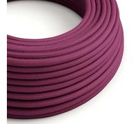 creative cables Fil Électrique Rond Gaine De Tissu De Couleur Coton Tissu Uni Marc De Raisin RC32-5 Mètres, 2x0.75
