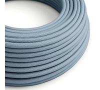 creative cables Fil Électrique Rond Gaine De Tissu De Couleur Coton Tissu Uni Océan RC53-5 Mètres, 2x0.75