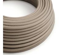 creative cables Fil Électrique Rond Gaine De Tissu De Couleur Coton Tissu Uni Tourterelle RC43-1 Mètre, 3x0.75