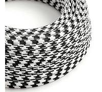 creative cables Fil Électrique Rond Gaine De Tissu De Couleur Effet Soie Bicolore Noir RP04-1 Mètre, 2x0.75