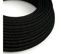 creative cables Fil Électrique Rond Gaine De Tissu De Couleur Effet Soie Paillettes Noire RL04-10 Mètres, 2x0.75