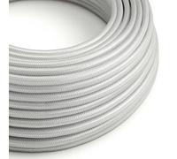 creative cables Fil Électrique Rond Gaine De Tissu De Couleur Effet Soie Tissu Uni Argent RM02-1 Mètre, 2x0.75