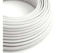 creative cables Fil Électrique Rond Gaine De Tissu De Couleur Effet Soie Tissu Uni Blanc RM01-10 Mètres, 2x0.75