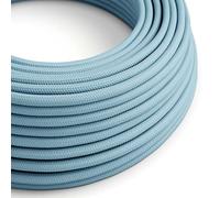creative cables Fil Électrique Rond Gaine De Tissu De Couleur Effet Soie Tissu Uni Bleu Azur Baby RM17-1 Mètre, 2x0.75