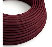 creative cables Fil Électrique Rond Gaine De Tissu De Couleur Effet Soie Tissu Uni Bordeaux RM19-20 Mètres, 2x0.75