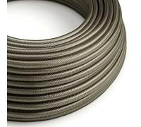 creative cables Fil Électrique Rond Gaine De Tissu De Couleur Effet Soie Tissu Uni Gris Foncé RM26-5 Mètres, 2x0.75