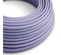 creative cables Fil Électrique Rond Gaine De Tissu De Couleur Effet Soie Tissu Uni Lilas RM07-5 Mètres, 2x0.75