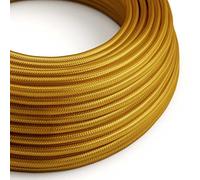 creative cables Fil Électrique Rond Gaine De Tissu De Couleur Effet Soie Tissu Uni Or RM05-1 Mètre, 3x0.75