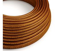 creative cables Fil Électrique Rond Gaine De Tissu De Couleur Effet Soie Tissu Uni Paillettes Cuivre RL22-20 Mètres, 2x0.75