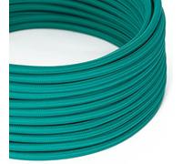 creative cables Fil Électrique Rond Gaine De Tissu De Couleur Effet Soie Tissu Uni Turquoise RM71-1 Mètre, 2x0.75