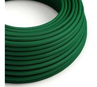 creative cables Fil Électrique Rond Gaine De Tissu De Couleur Effet Soie Tissu Uni Vert Foncé RM21-10 Mètres, 3x0.75