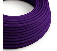 creative cables Fil Électrique Rond Gaine De Tissu De Couleur Effet Soie Tissu Uni Violet RM14-5 Mètres, 2x0.75