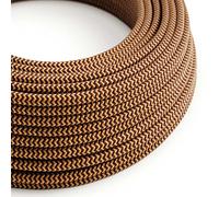 creative cables Fil Électrique Rond Gaine De Tissu Effet Soie Zigzag Or et Bordeaux RZ23-5 Mètres, 2x0.75