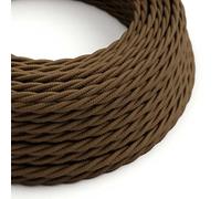 creative cables Fil Électrique Torsadé Gaine De Coton De Couleur Tissu Uni Marron TC13-10 Mètres, 2x0.75