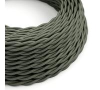 creative cables Fil Électrique Torsadé Gaine De Coton De Couleur Tissu Uni Vert Gris TC63-10 Mètres, 3x0.75