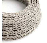 creative cables Fil Électrique Torsadé Gaine De Lin De Couleur Naturel Neutre TN01-5 Mètres, 2x0.75