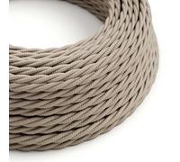 creative cables Fil Électrique Torsadé Gaine De Tissu De Couleur Coton Tissu Uni Tourterelle TC43-1 Mètre, 2x0.75