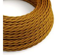 creative cables Fil Électrique Torsadé Gaine De Tissu De Couleur Effet Soie Tissu Uni Or TM05-5 Mètres, 2x0.75