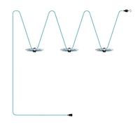 Guirlande Lumineuse Système Lumet 'Majoliques' 10 m avec câble Textile, 3 Douilles et Abat-Jour, Crochet et fiche Noire - sans Ampoule, Majolica Bleu