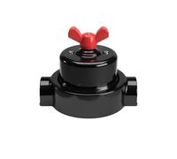 Creative-Cables Interrupteur/Déviateur Kit avec écrou papillon et base en porcelaine - (Noir avec écrou rouge, Ø 66,5 mm, H 69 mm, 2 sorties) - Compatible avec Creative-Tubes - Fixation murale