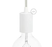 creative cables Kit Douille E27 cylindrique en métal - Conique, Blanc Brillant