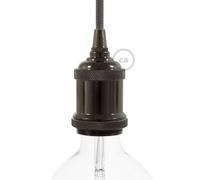 creative cables Kit Douille E27 en Aluminium Vintage - Perle Noire